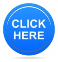 Vector illustration click here blue icon round web button Royalty Free Stock Photo