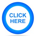 Vector illustration click here blue icon round web button