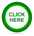 Vector illustration click here green icon round web button