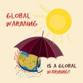 Vector illustration of climate change, global warming on Earth Royalty Free Stock Photo