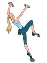 Vector illustration of a climbing girl in the gym Royalty Free Stock Photo