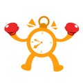 Vector illustration clock time fighter power flat design cartoon style