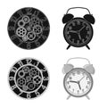 Vector illustration of clock and time sign. Set of clock and circle stock symbol for web. Royalty Free Stock Photo