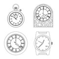 Vector illustration of clock and time sign. Set of clock and circle stock symbol for web. Royalty Free Stock Photo
