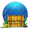 Vector illustration closed wooden old magic chest Royalty Free Stock Photo