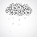 Vector illustration with cloud. Black and white