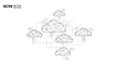 A vector illustration of a cloud computing network with polygonal clouds and connections Royalty Free Stock Photo