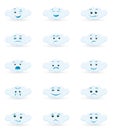 Vector illustration of a cloud with different emotions on the face