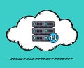 Vector illustration of a cloud server. Sketch style illustration