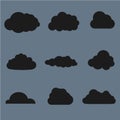 Vector illustration of clouds collection. Black Royalty Free Stock Photo