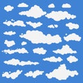 Vector illustration of clouds collection set blue Royalty Free Stock Photo