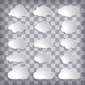 Vector illustration of clouds set on chequered background Royalty Free Stock Photo