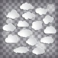 Vector illustration of clouds set on chequered background Royalty Free Stock Photo