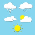 Vector illustration of clouds weather collection Royalty Free Stock Photo