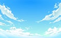 Vector illustration of cloudy sky in Anime style. Royalty Free Stock Photo