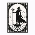 Black silhouette, tattoo of a clown, jester, squire on white isolated background. Vector Royalty Free Stock Photo