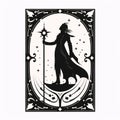 Black silhouette, tattoo of a clown, jester, squire on white isolated background. Vector