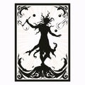 Black silhouette, tattoo of a clown, jester, squire on white isolated background. Vector