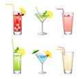 Vector Illustration of cocktail glass, fresh drink beverage.Vector fresh juice fresh juice and cocktails set. Royalty Free Stock Photo