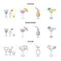 Vector illustration of cocktail and menu icon. Collection of cocktail and margarita stock symbol for web. Royalty Free Stock Photo
