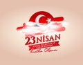 Vector illustration of the cocuk bayrami 23 nisan , translation: Turkish April 23 National Sovereignty and Children`s Day, graphic Royalty Free Stock Photo