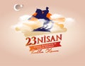 Vector illustration of the cocuk bayrami 23 nisan , translation: Turkish April 23 National Sovereignty and Children`s Day, graphic Royalty Free Stock Photo