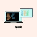 Vector illustration coding laptop programmig media skill