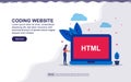 Vector illustration of coding website & web developer concept with tiny people. Illustration for landing page, social media Royalty Free Stock Photo