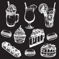 Vector illustration of coffee cocktails and sweets Royalty Free Stock Photo