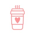 Vector illustration of a coffee Cup with a heart logo.
