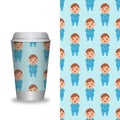 Vector Illustration. Coffee Cup With Patterns Template.