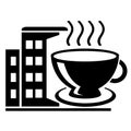 Vector illustration, coffee cup and restaurant icon. Royalty Free Stock Photo