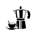 Vector illustration with coffee pot, cup. Royalty Free Stock Photo