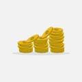 Vector illustration of coins, flat coin icon, coin stack, coin money Royalty Free Stock Photo