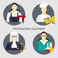 Vector illustration of collection icons of color professions equipment vector illustration