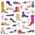 Vector illustration with collection of ladies footwear. Royalty Free Stock Photo