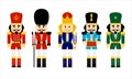 Vector illustration collection set christmas nutcracker toy soldier traditional figurine isolated