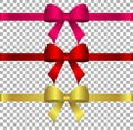 Vector illustration - collection of silk bows in dark colors with ribbons.Created with gradient mesh