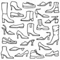 Vector illustration with collection of women\'s shoes.