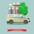 Vector illustration of collector and bank car, flat style design