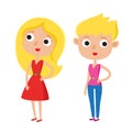 Vector illustration of color cute cartoon blondy woman