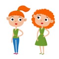 Vector illustration of color cute cartoon woman in casual clothes