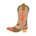 Vector illustration color icon with simplified leather cowboy boots. Wild west cowboy authentic symbol. Background Royalty Free Stock Photo