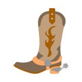 Vector illustration color icon with simplified leather cowboy boots. Wild west cowboy authentic symbol. Background