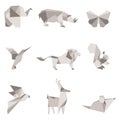 Vector illustration of color origami animals