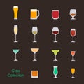 Vector illustration of color wine glasses set