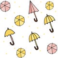 Vector illustration colored doodle Umbrella. Hand drawn vector doodle logo