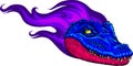 vector illustration of colored fiery head alligator