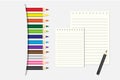 Vector illustration Colored pencils and notepad Royalty Free Stock Photo