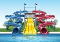 Water sliders with pool Royalty Free Stock Photo